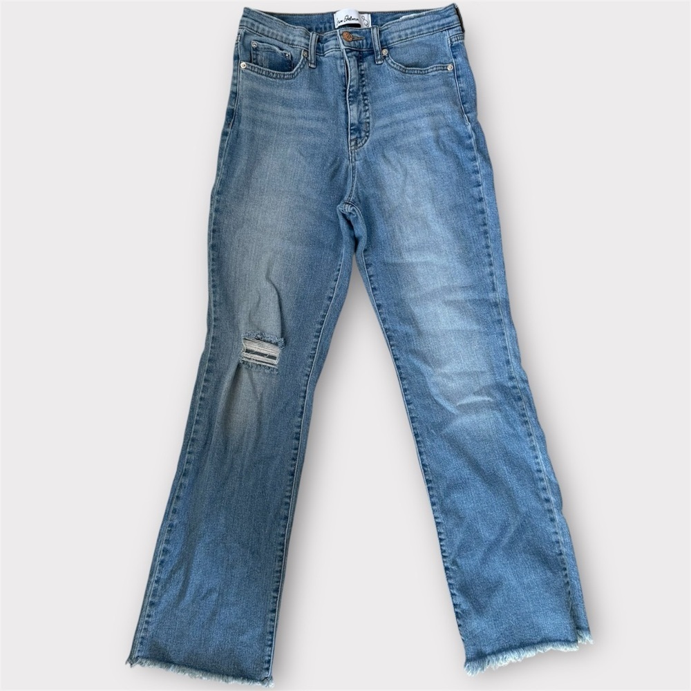 Sam Edelman Laurs Relaxed High Rise Bootcut Jeans Distressed Raw Hem Size 28